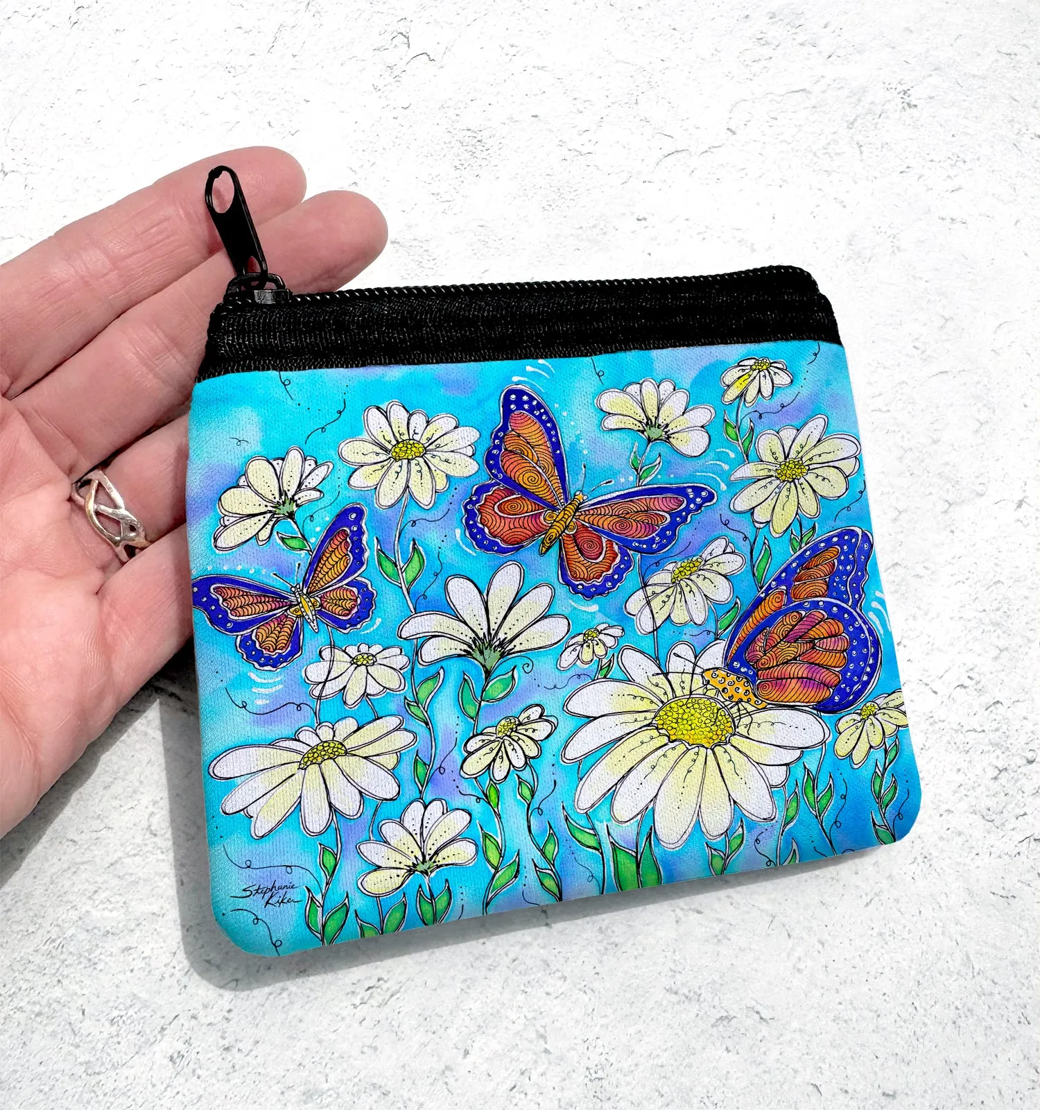 Butterflies on Daisies Coin Bag