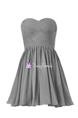 Cadet Grey Strapless Bridesmaids Dresses Sweetheart Cocktail Dress (BM1426B)