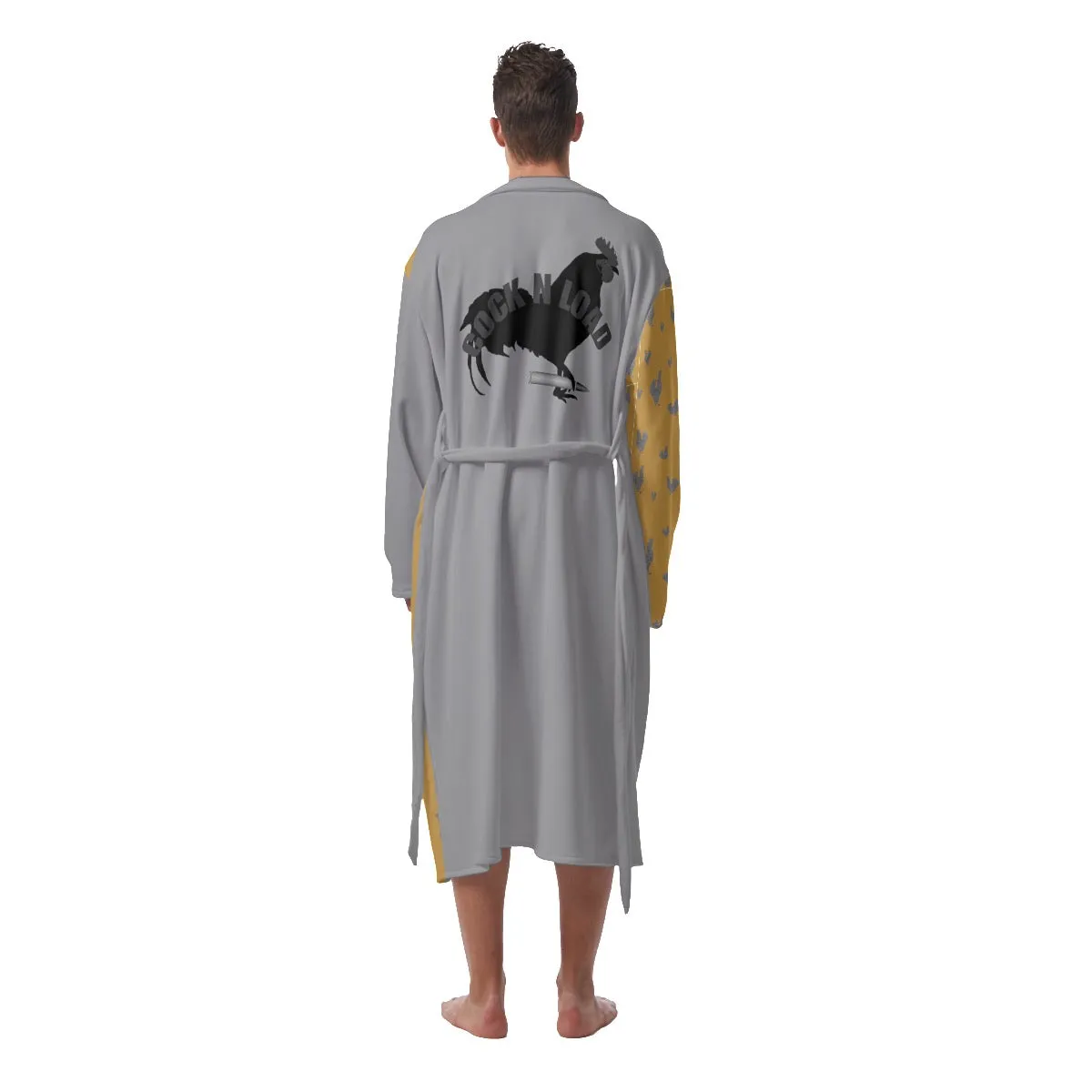 #calgold/grey Men's Heavy Fleece Robe