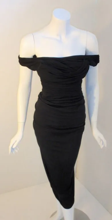 CEIL CHAPMAN 1940s Vintage Black Cocktail Dress