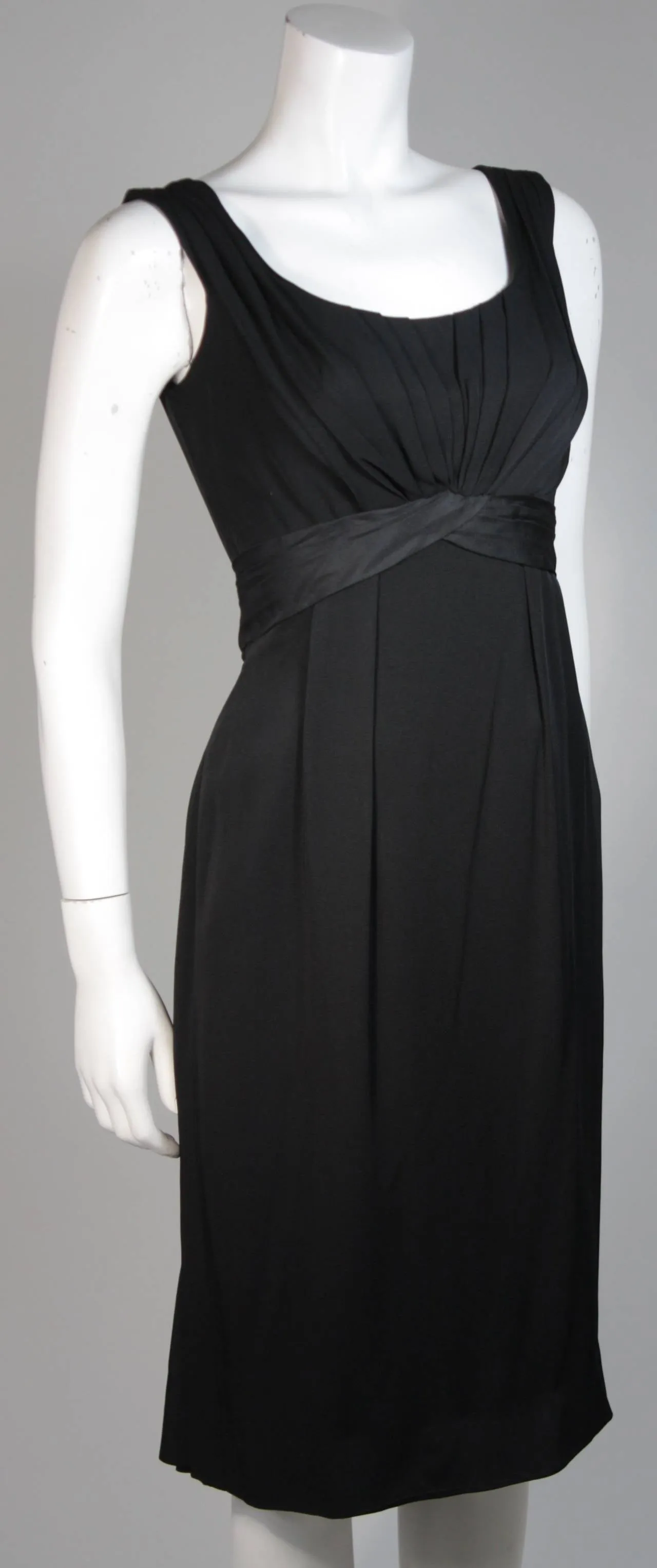 CEIL CHAPMAN 1950s Black Draped Cocktail Dress Size S