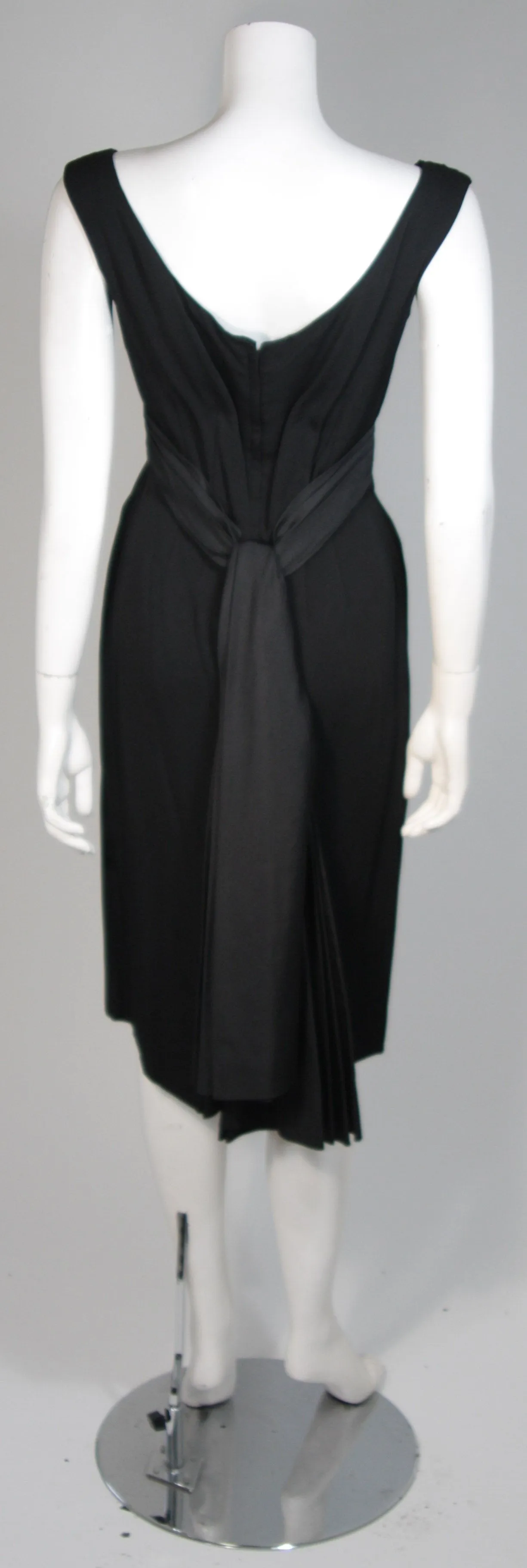 CEIL CHAPMAN 1950s Black Draped Cocktail Dress Size S