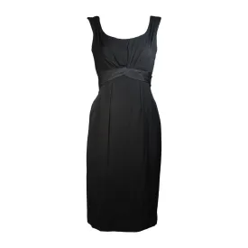 CEIL CHAPMAN 1950s Black Draped Cocktail Dress Size S