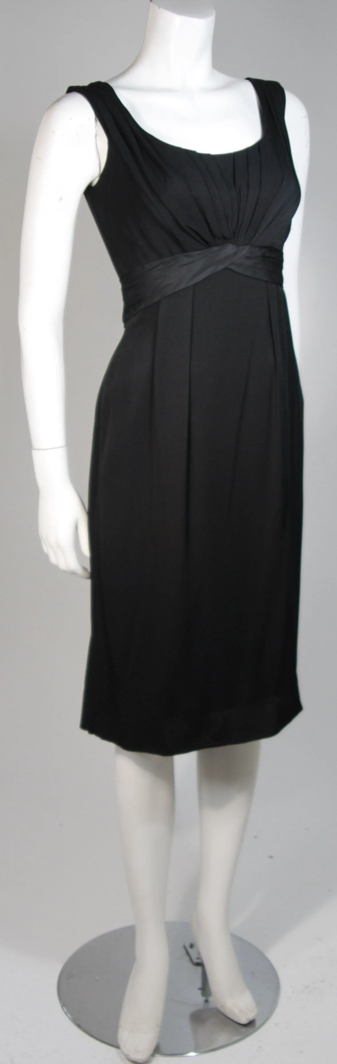 CEIL CHAPMAN 1950s Black Draped Cocktail Dress Size S