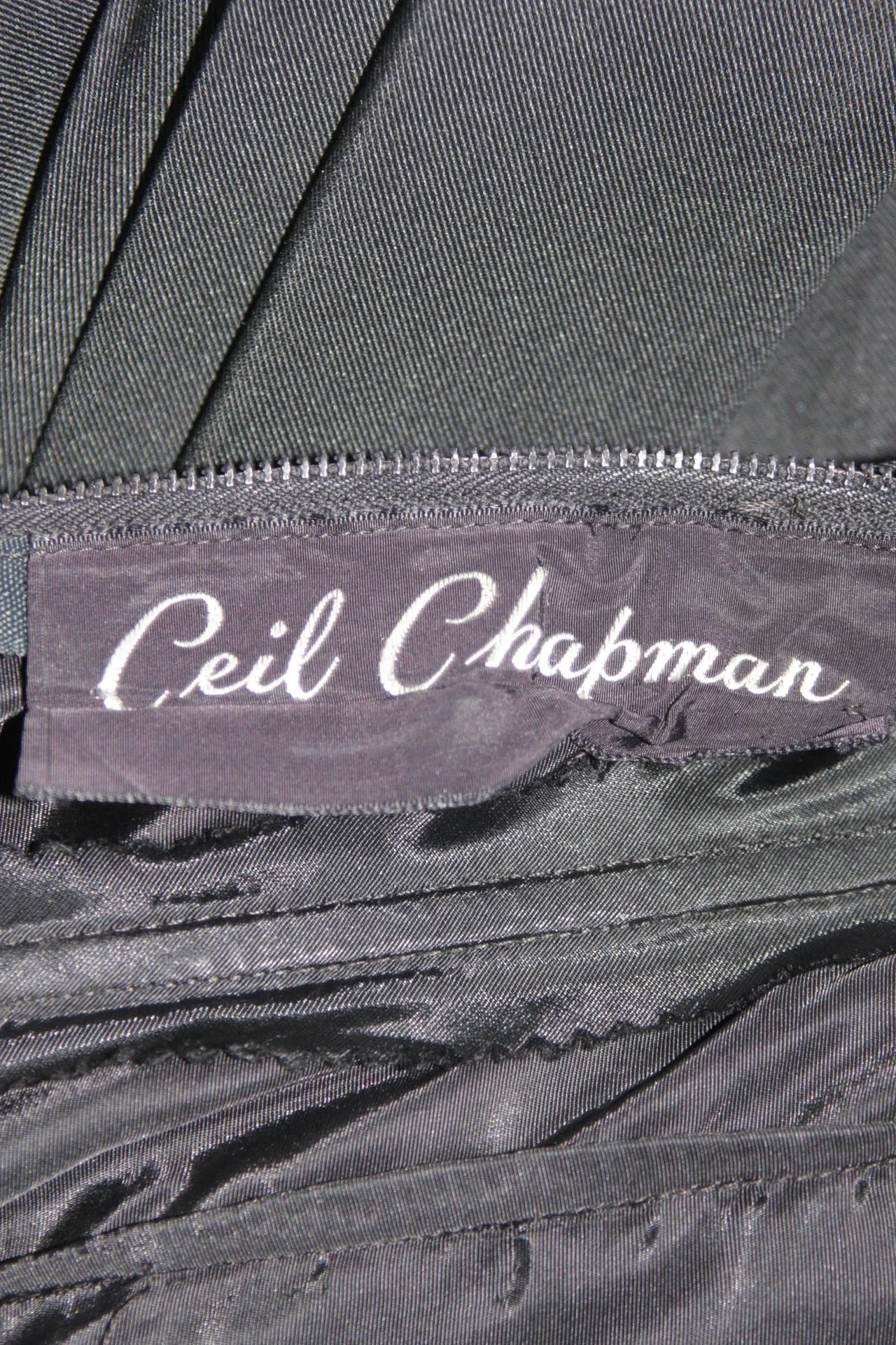 CEIL CHAPMAN 1950s Black Draped Cocktail Dress Size S