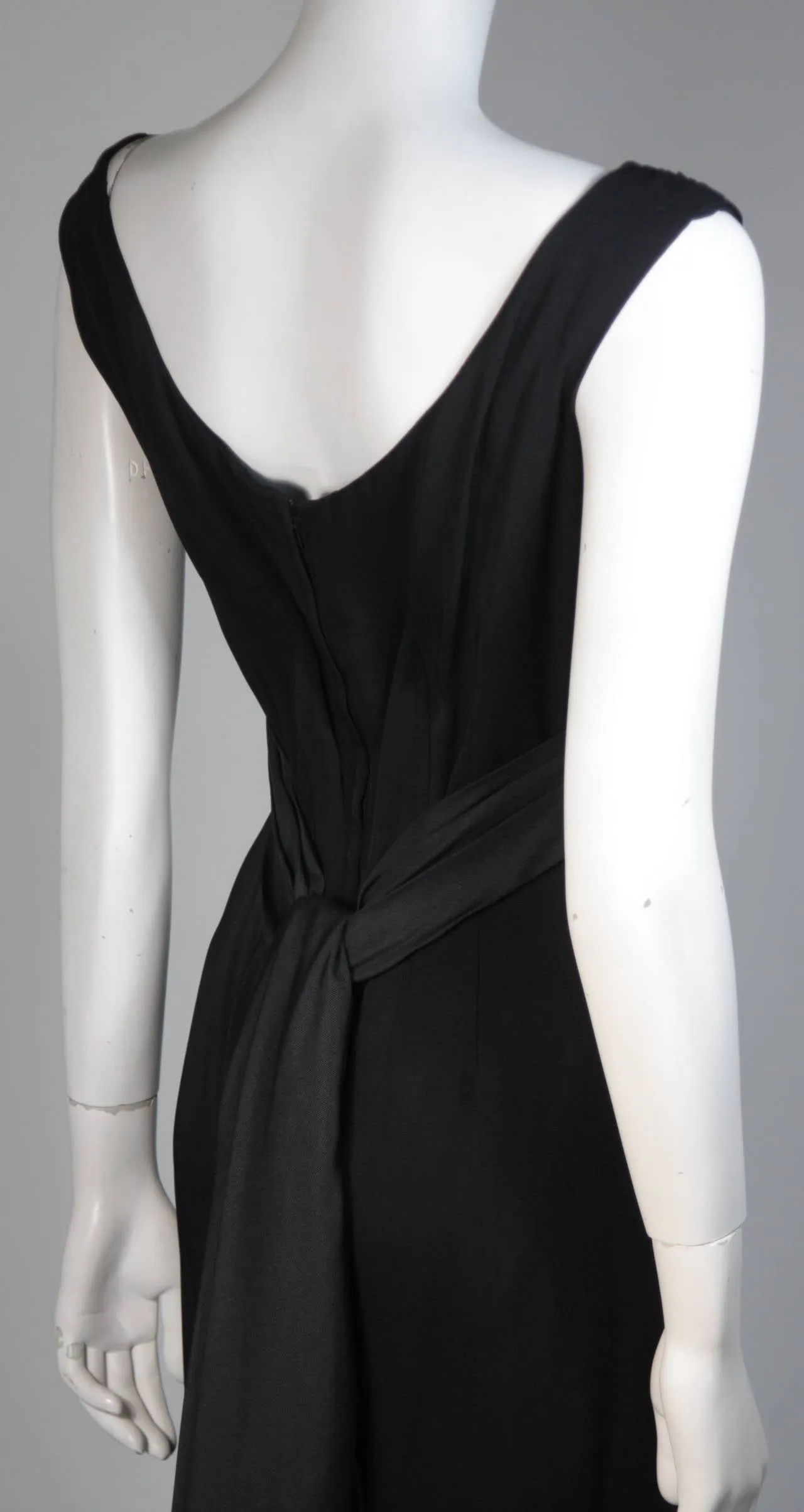 CEIL CHAPMAN 1950s Black Draped Cocktail Dress Size S