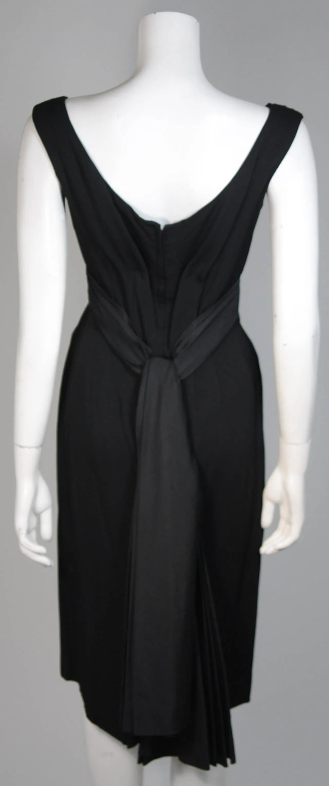 CEIL CHAPMAN 1950s Black Draped Cocktail Dress Size S