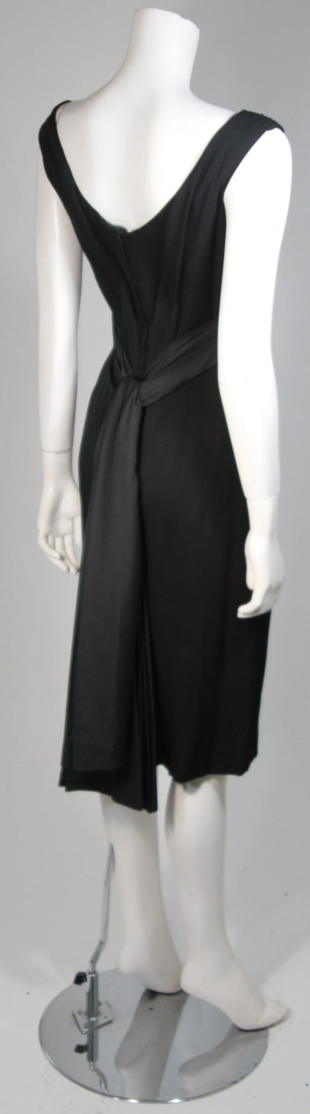 CEIL CHAPMAN 1950s Black Draped Cocktail Dress Size S