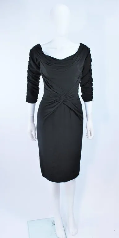 CEIL CHAPMAN Black Gathered Cocktail Dress Size 4-6