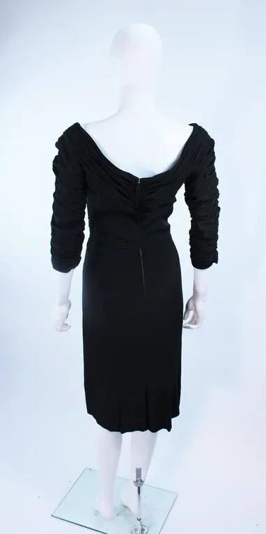 CEIL CHAPMAN Black Gathered Cocktail Dress Size 4-6