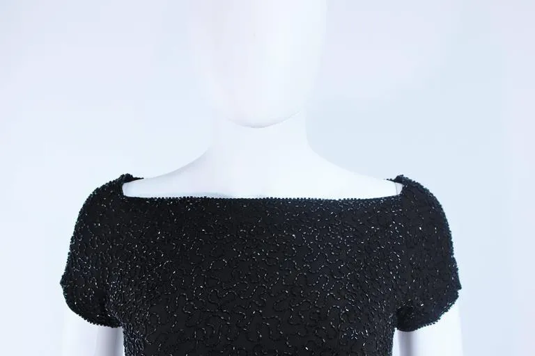 CEIL CHAPMAN Black Hand Beaded Cocktail Dress Size 2