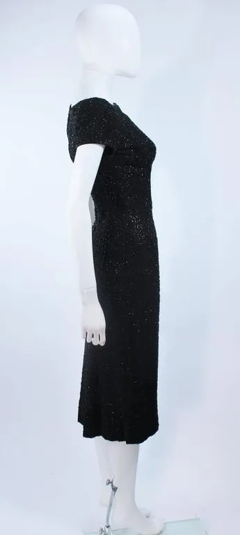 CEIL CHAPMAN Black Hand Beaded Cocktail Dress Size 2