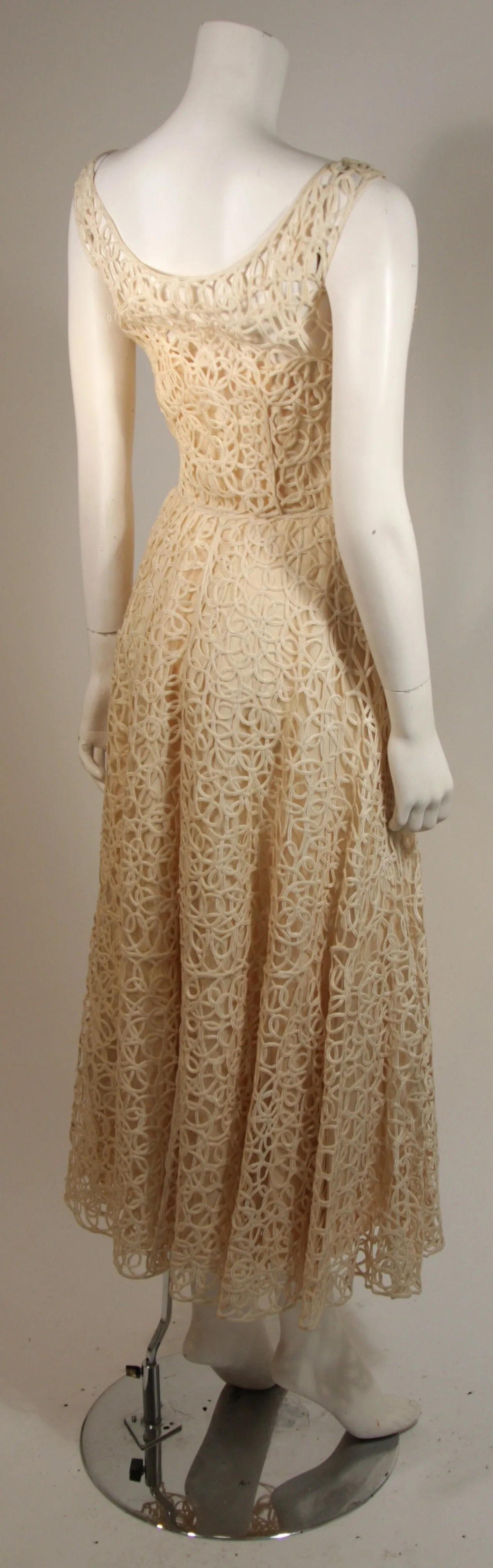 CEIL CHAPMAN Cream Lattice Work Lace Cocktail Dress Size Small