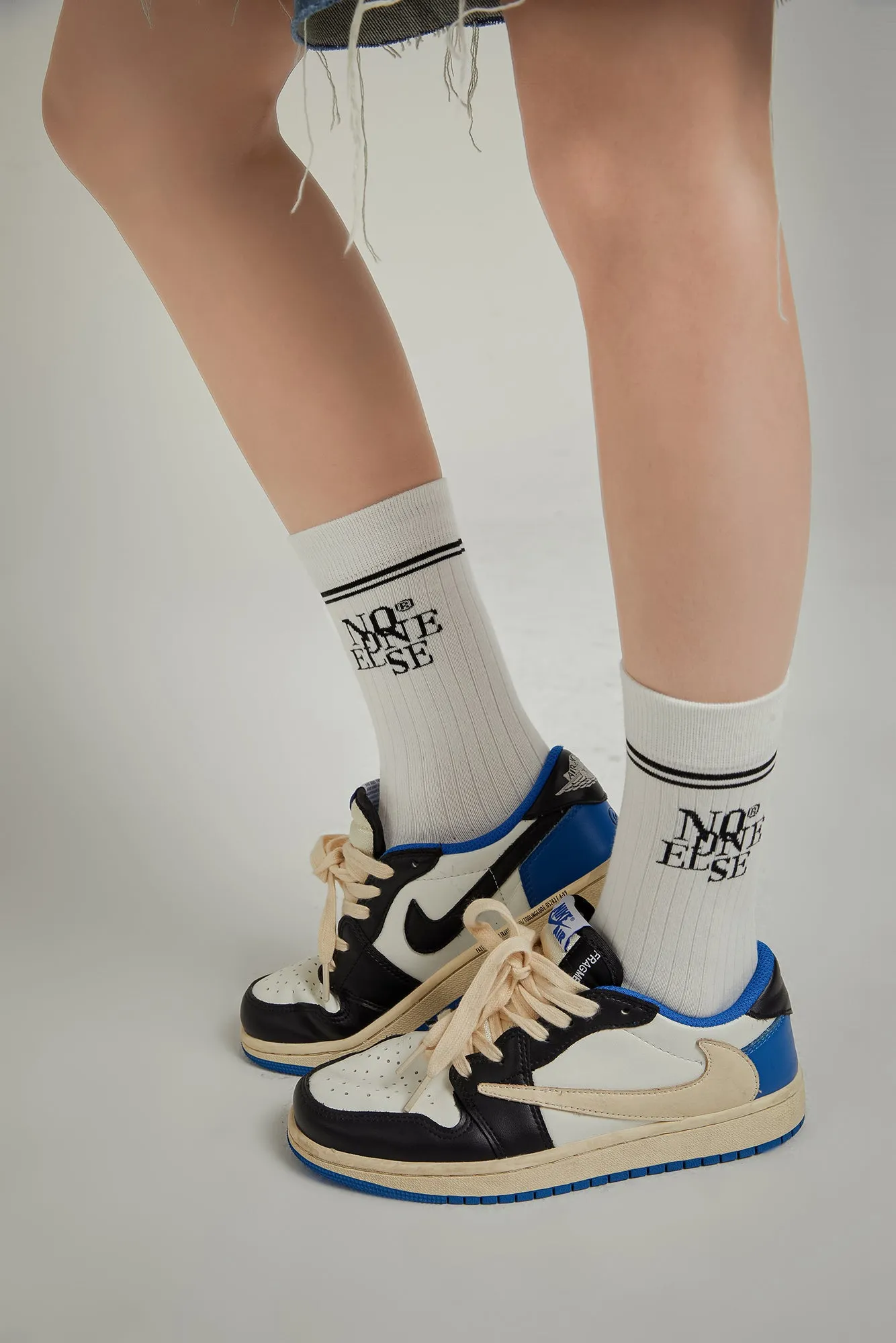 Classic Lettering Ribbed High Socks