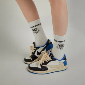 Classic Lettering Ribbed High Socks