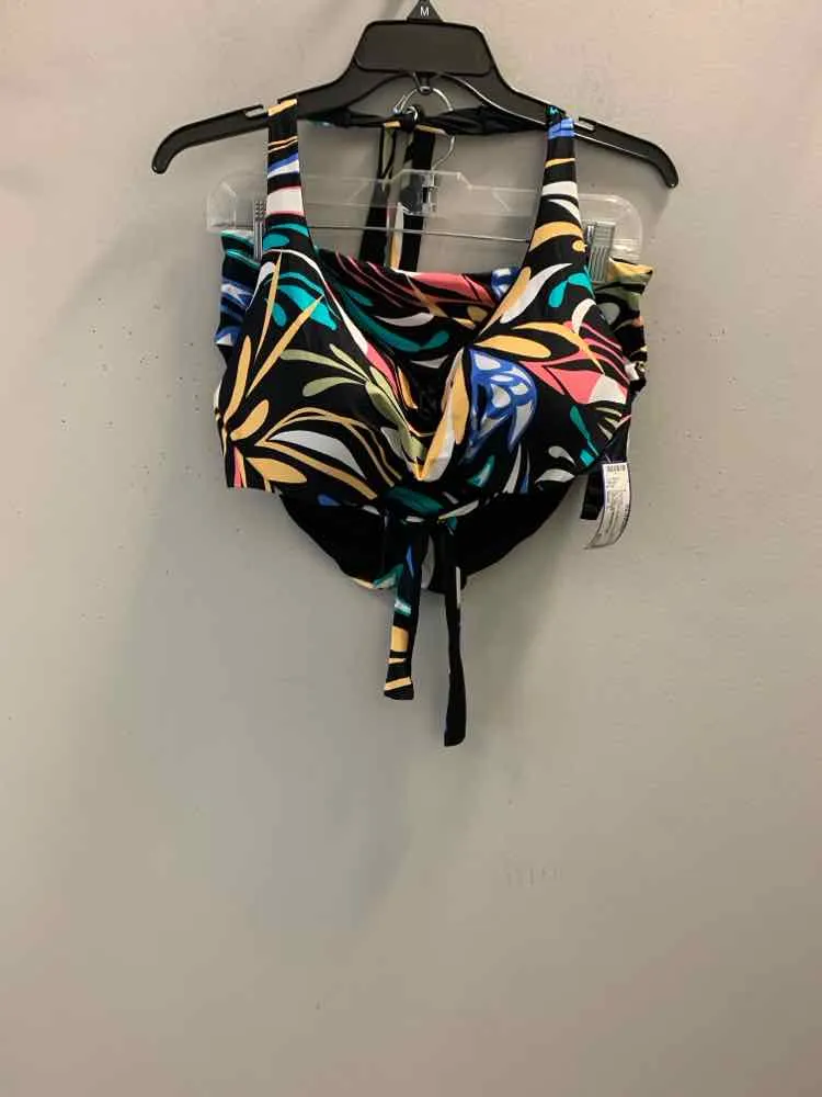 COCO REEF Swimwear Size L BLK/MULTI-COLOR HALTER Swimsuit