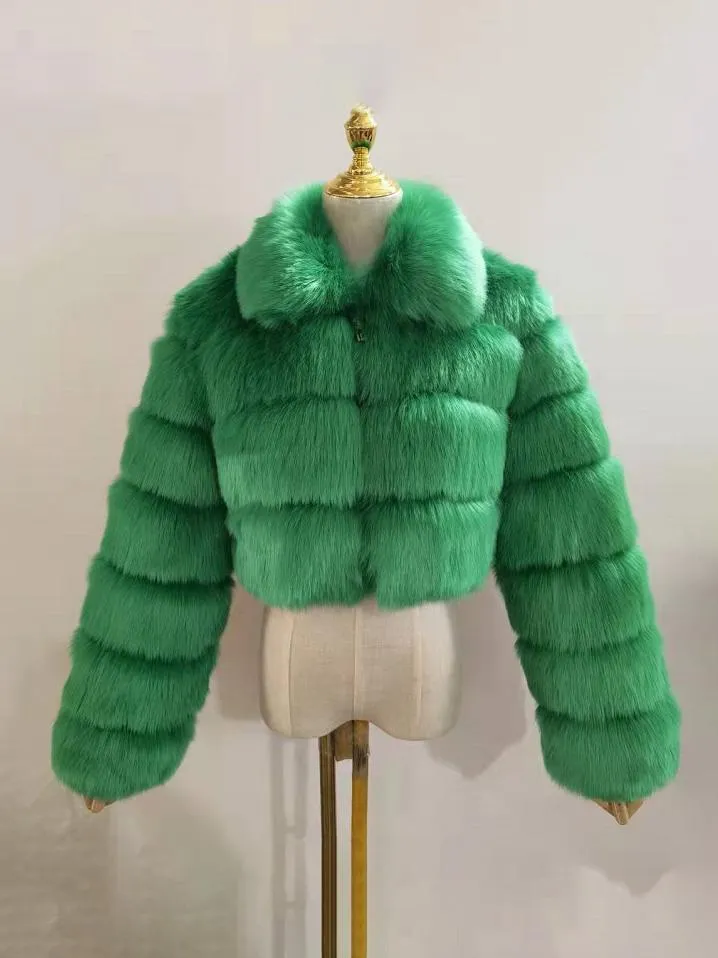 Collar Faux Fur Bubble Coat