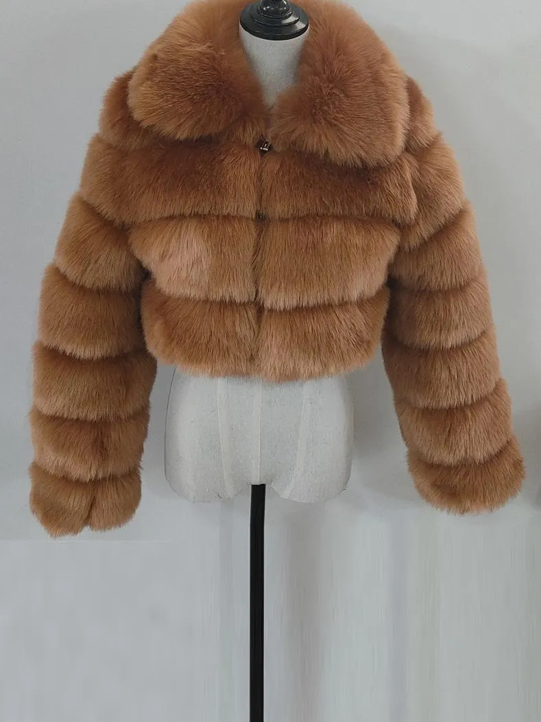 Collar Faux Fur Bubble Coat