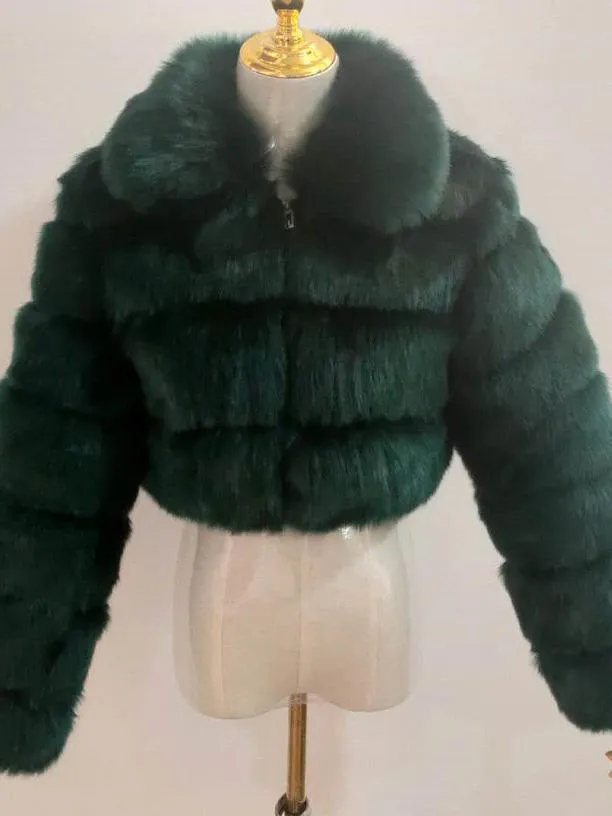 Collar Faux Fur Bubble Coat