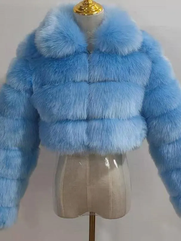 Collar Faux Fur Bubble Coat