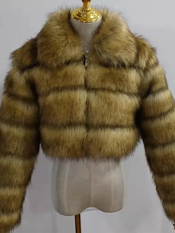 Collar Faux Fur Bubble Coat