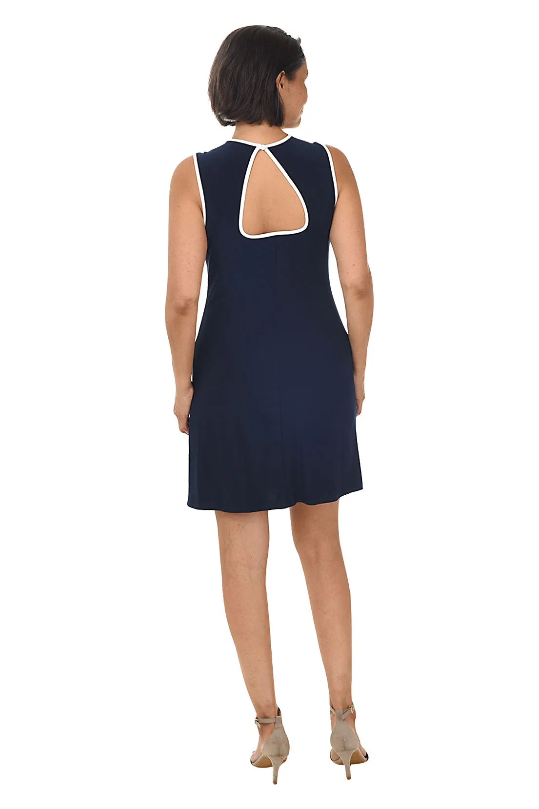 Contrast Piping Keyhole Dress