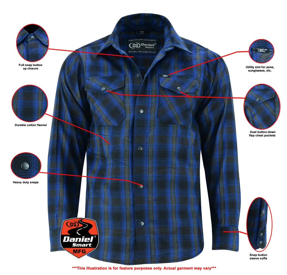 Daniel Smart Flannel Shirt - Daze Blue and Black