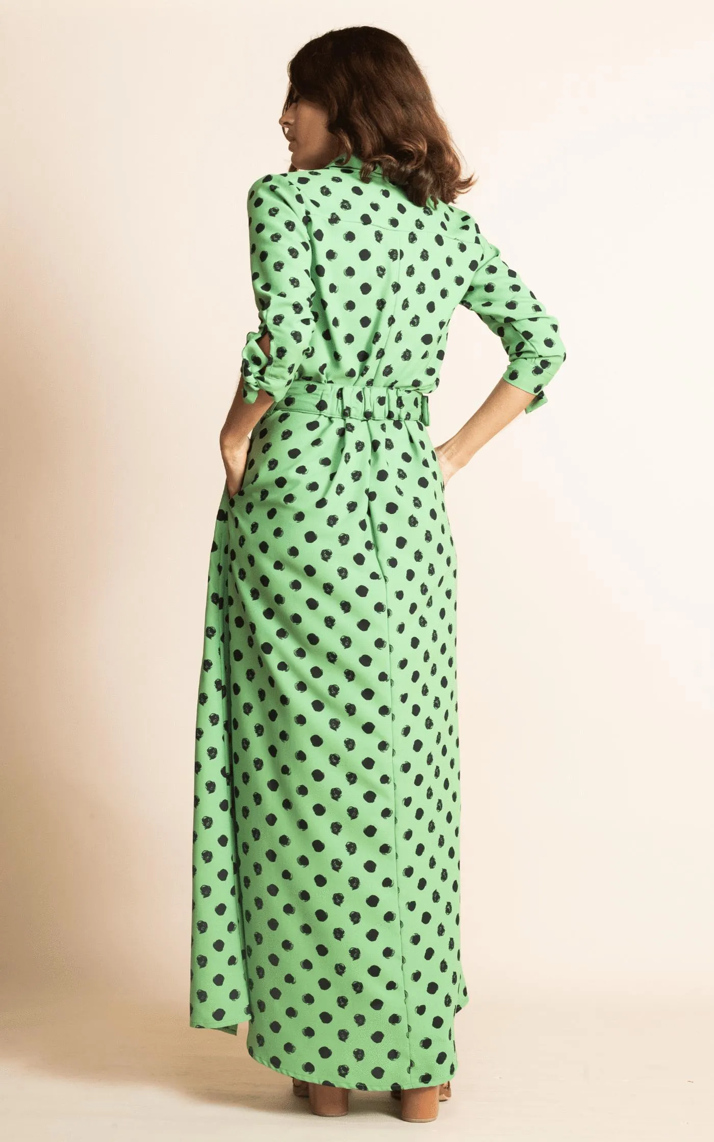 Dove Dress Green Dotty