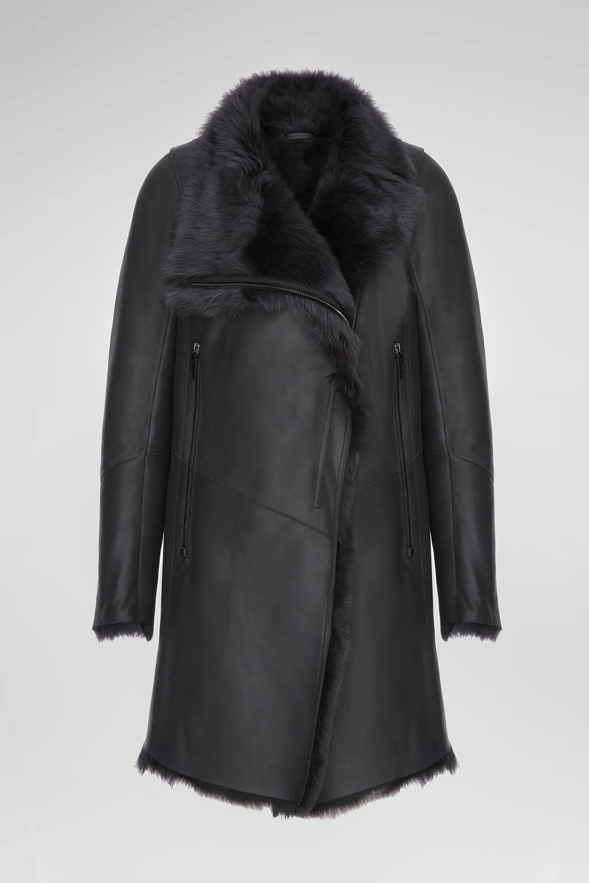 Elena - Anthracite Shearling Coat