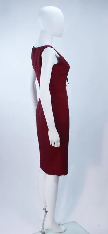 ELIZABETH MASON COUTURE Burgundy Silk Cocktail Dress w/ Bow