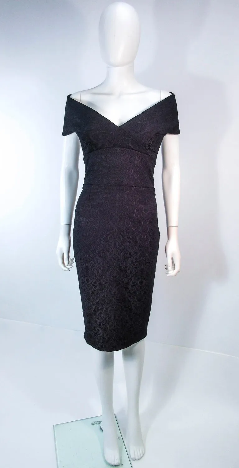 ELIZABETH MASON COUTURE 'MARIA' Black Stretch Lace Cocktail Dress