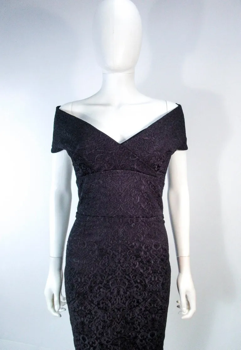 ELIZABETH MASON COUTURE 'MARIA' Black Stretch Lace Cocktail Dress