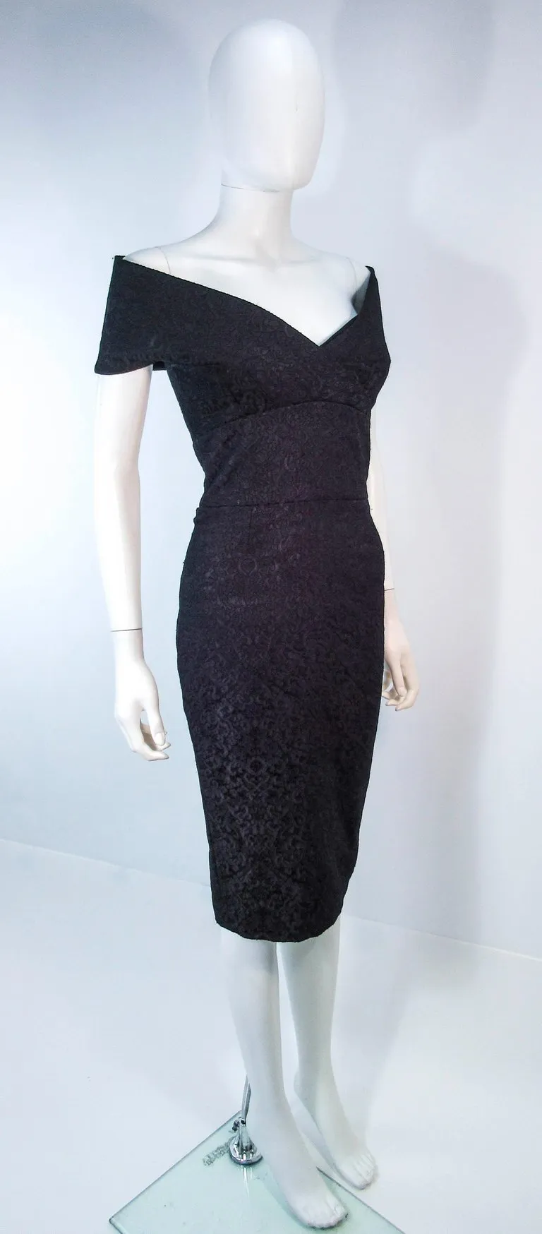 ELIZABETH MASON COUTURE 'MARIA' Black Stretch Lace Cocktail Dress