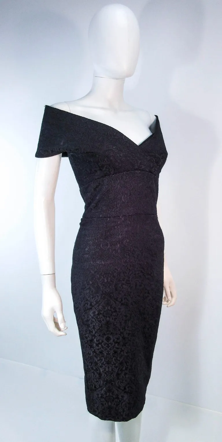 ELIZABETH MASON COUTURE 'MARIA' Black Stretch Lace Cocktail Dress