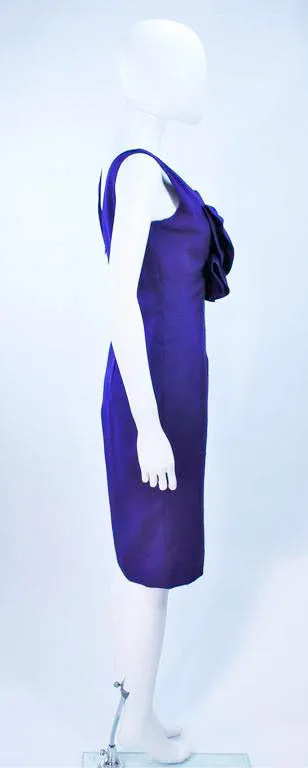 ELIZABETH MASON COUTURE Purple Silk Cocktail Dress with Bow