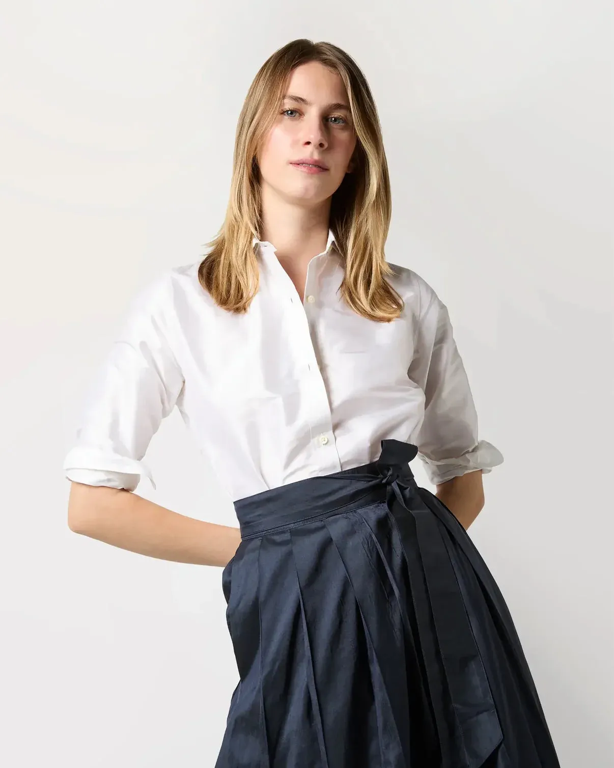 Elsie Shirt Ivory Silk Shantung