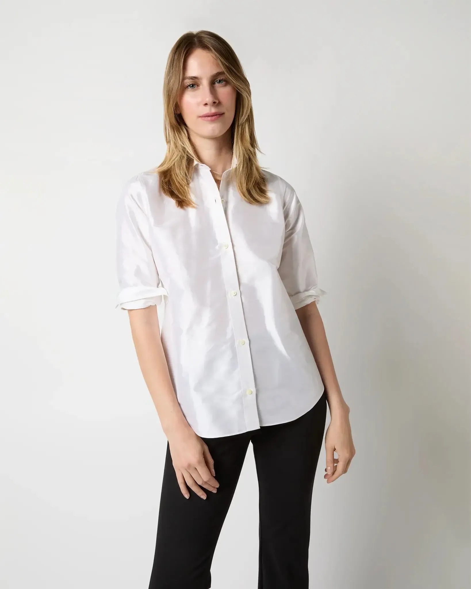 Elsie Shirt Ivory Silk Shantung