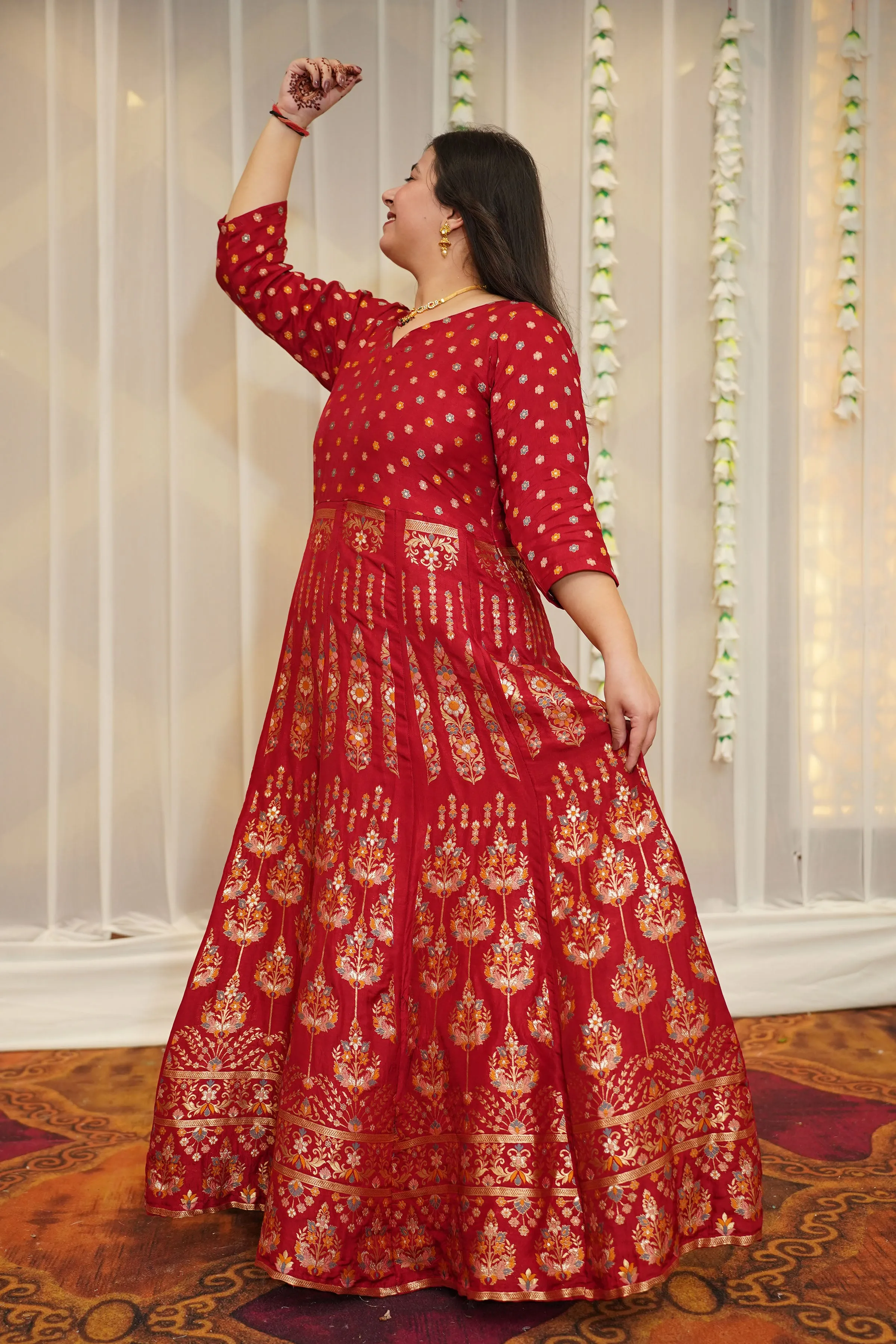 Falguni Jacquard Silk Anarkali Dress