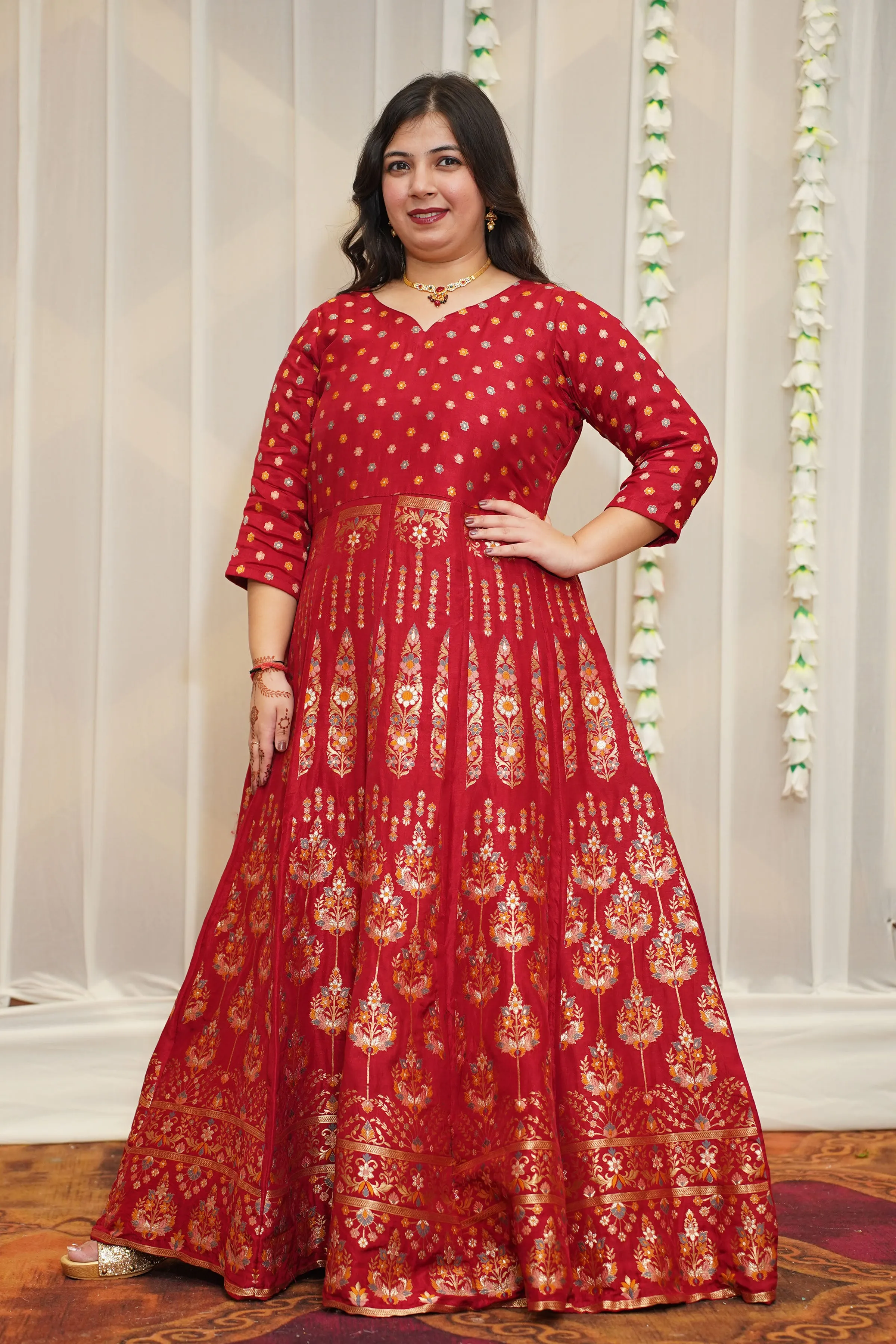 Falguni Jacquard Silk Anarkali Dress