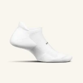 Feetures High Performance Max Cushion No Show Tab Socks - White