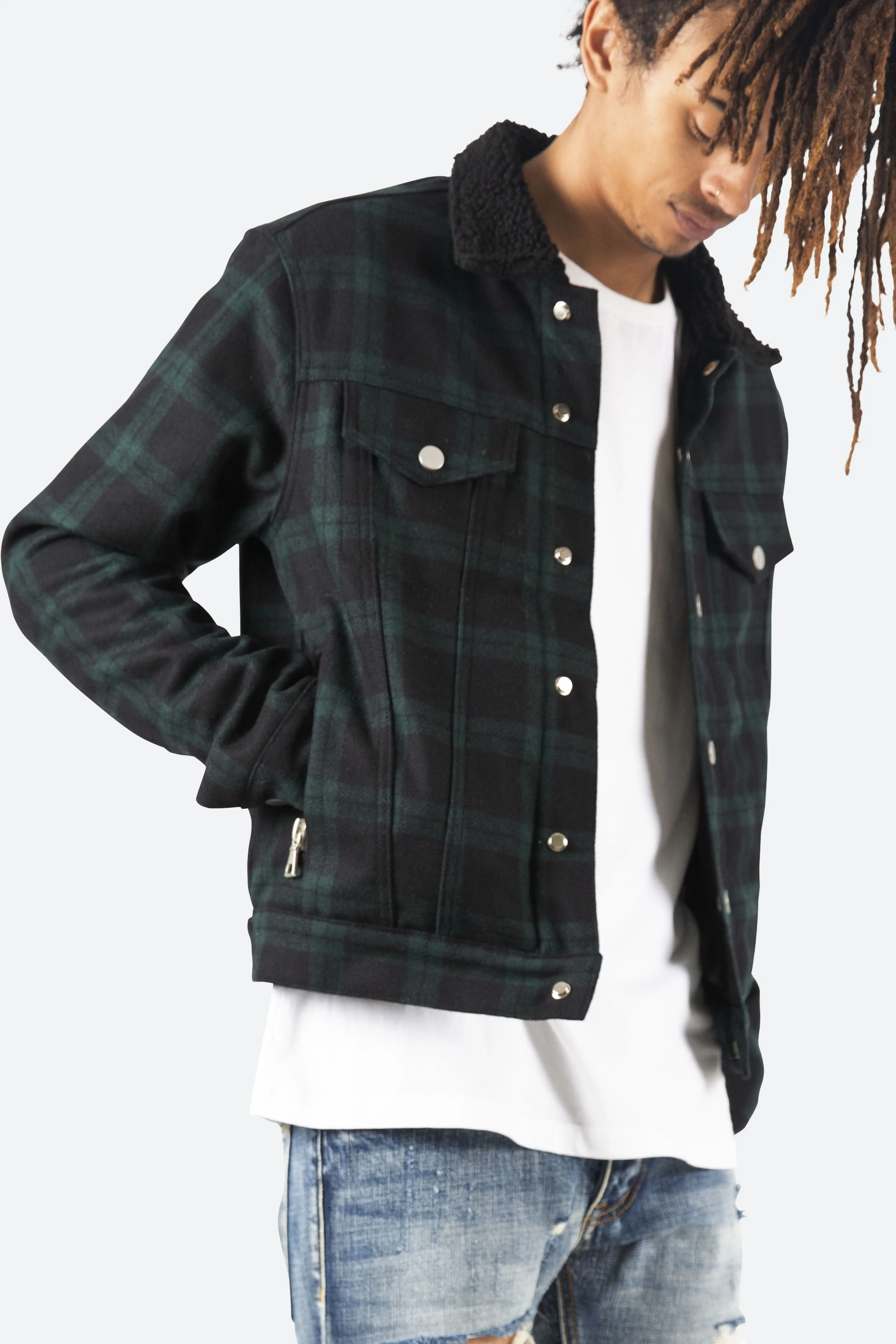 Flannel Sherpa Jacket - Blue/Green