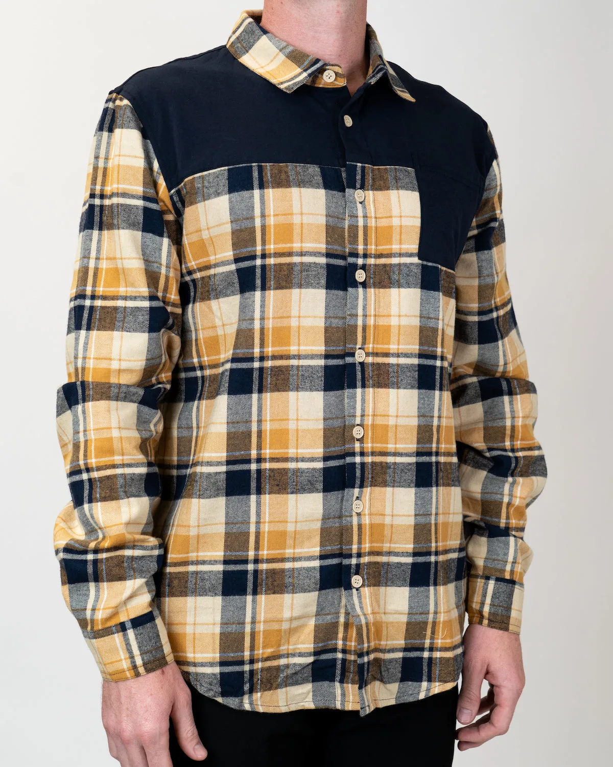 FlexTop Flannel - Gold & Navy