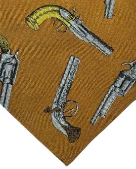 Fornasetti Tie Brown Revolver Design - Wide Necktie