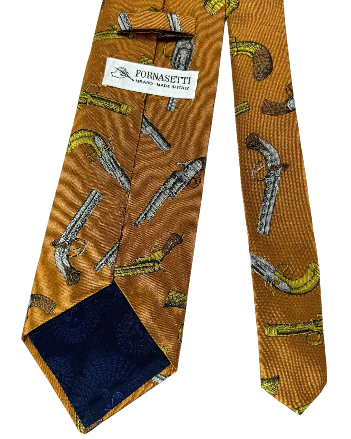 Fornasetti Tie Brown Revolver Design - Wide Necktie