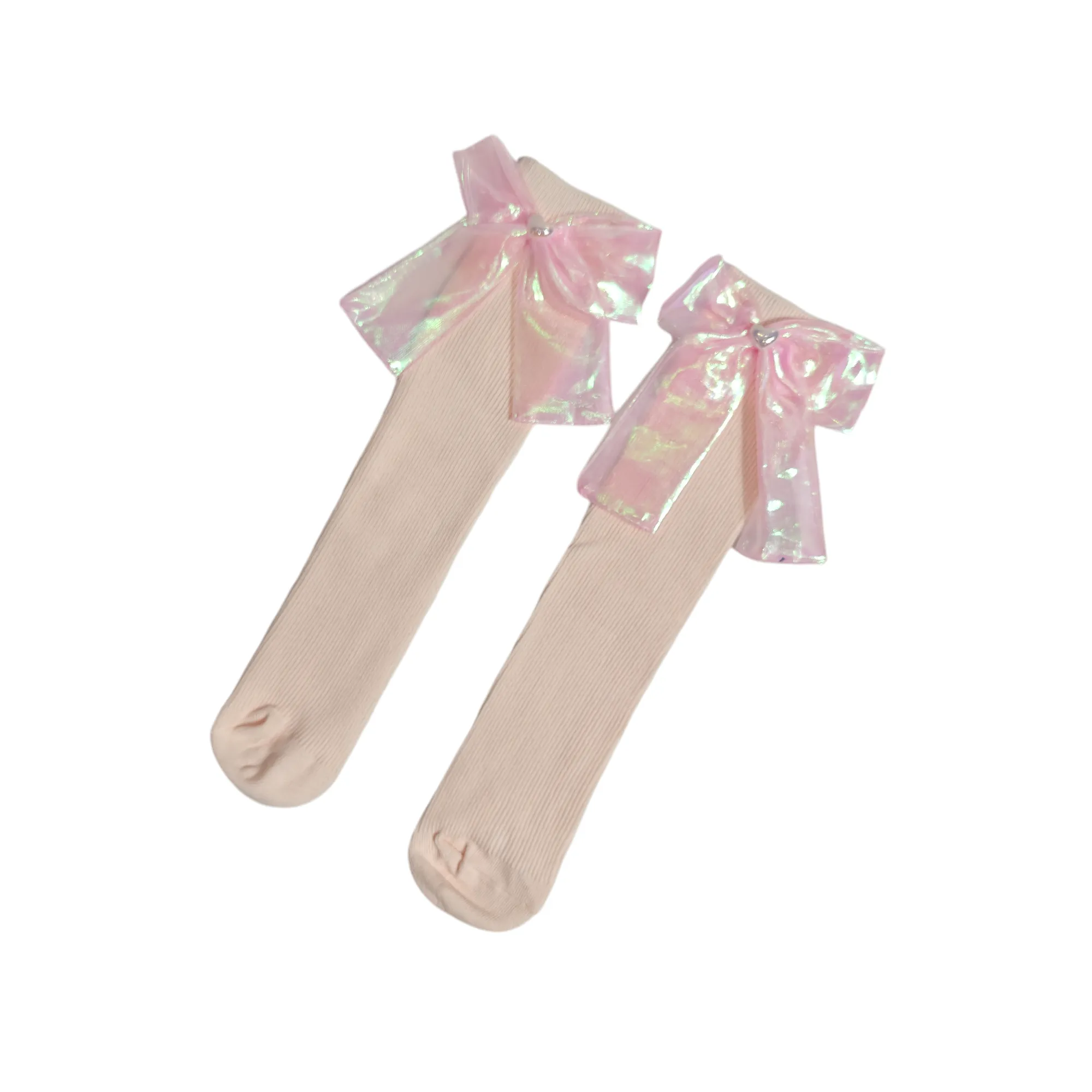 GIRLS' SATIN BOW KOREAN STYLE FREE SIZE LONG SOCKS