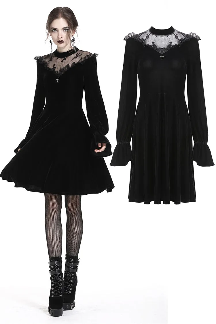 Gothic cross lacey velvet dress DW245