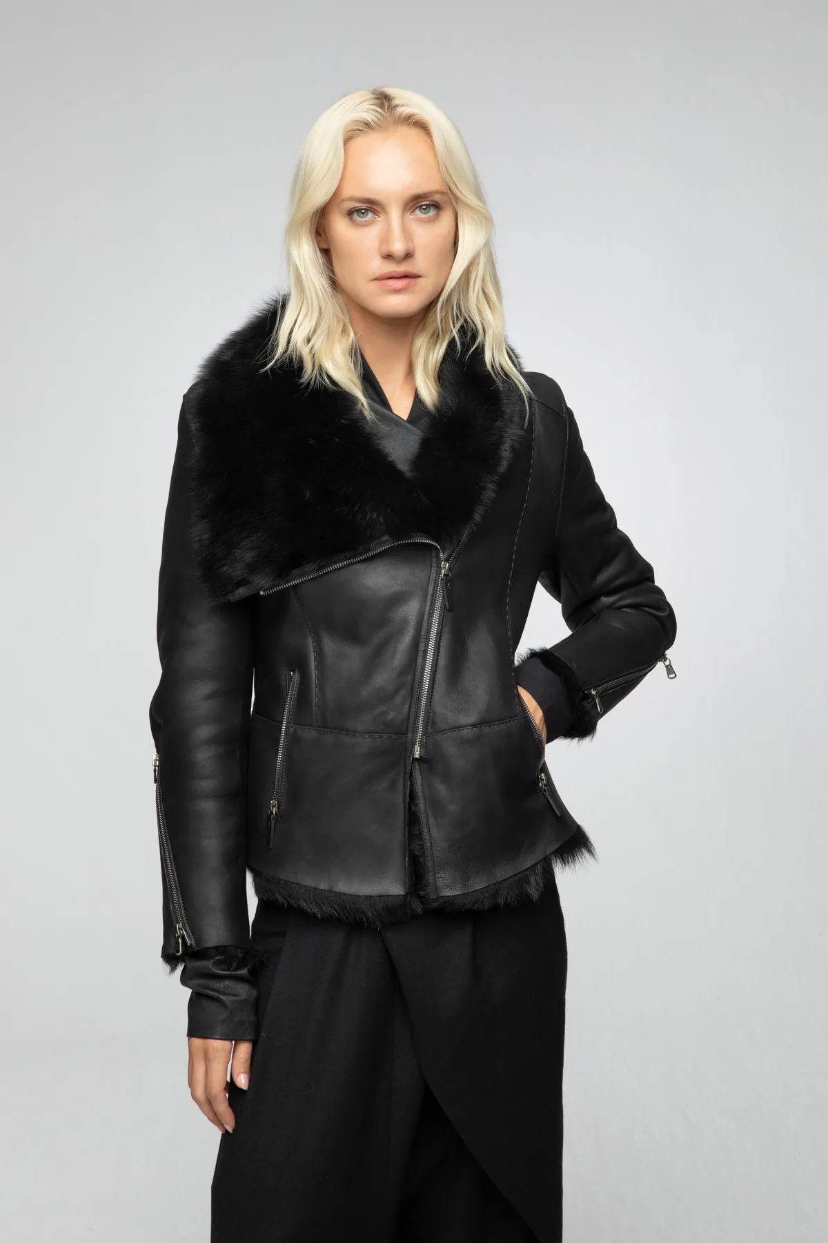 Gwen - Black Shearling Jacket