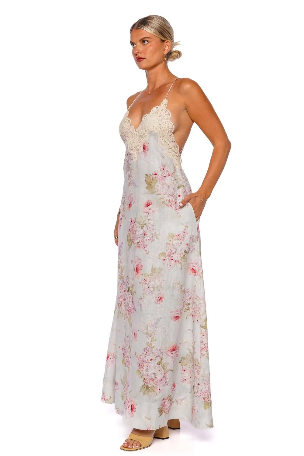 Halliday Watercolor Floral A Line Maxi Dress