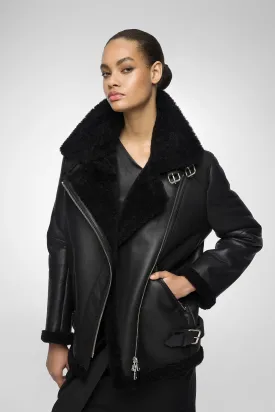 Harper - Black Shearling Coat