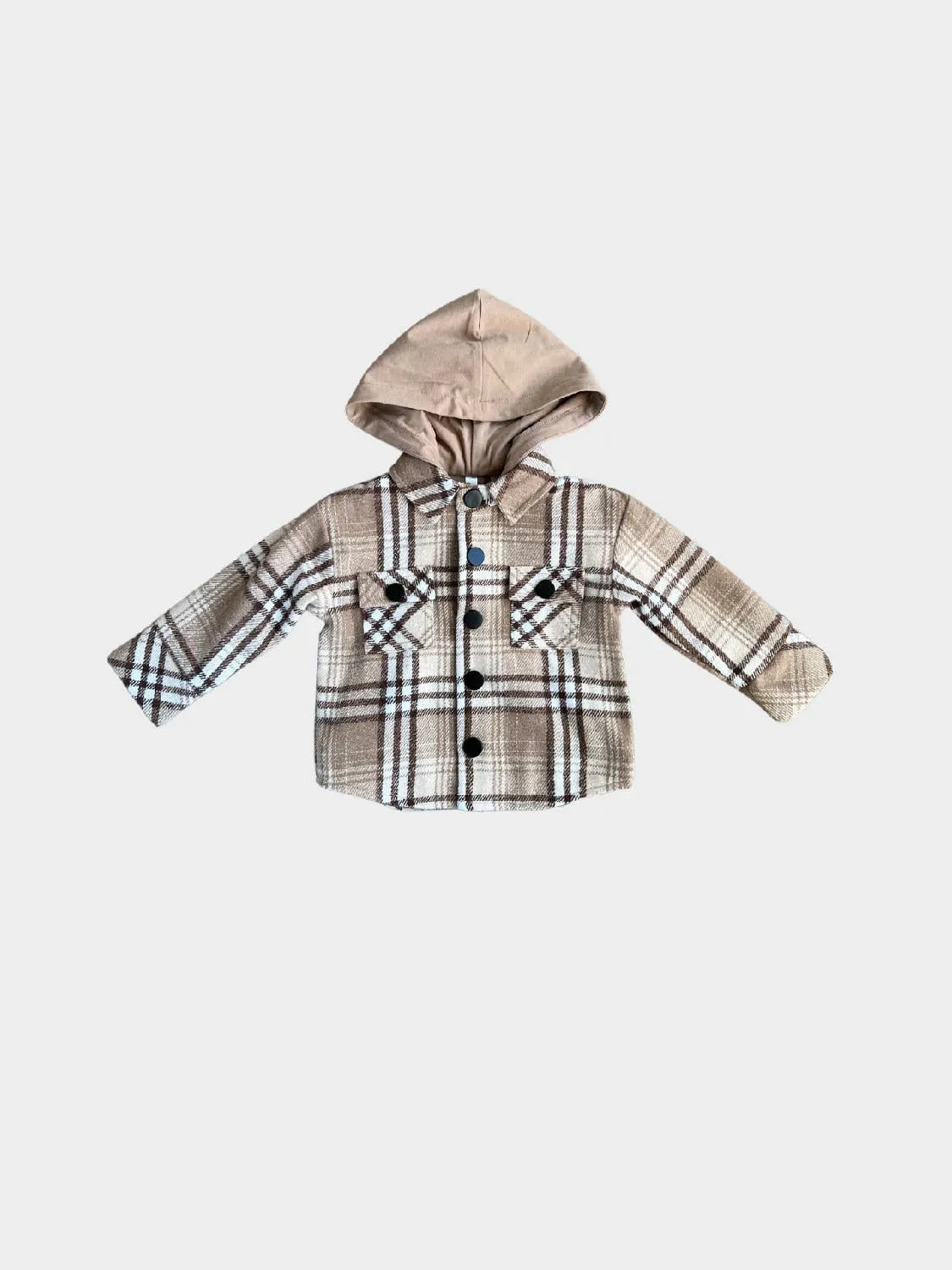 Hooded Shacket - Mocha Plaid